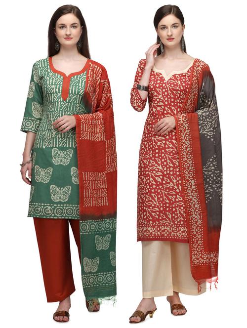 multi colored cotton unstitched suit - 17665439 - Very Small Image - 1
