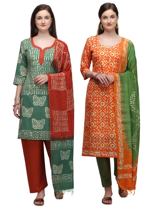 multi colored cotton unstitched suit - 17665441 - Very Small Image - 1