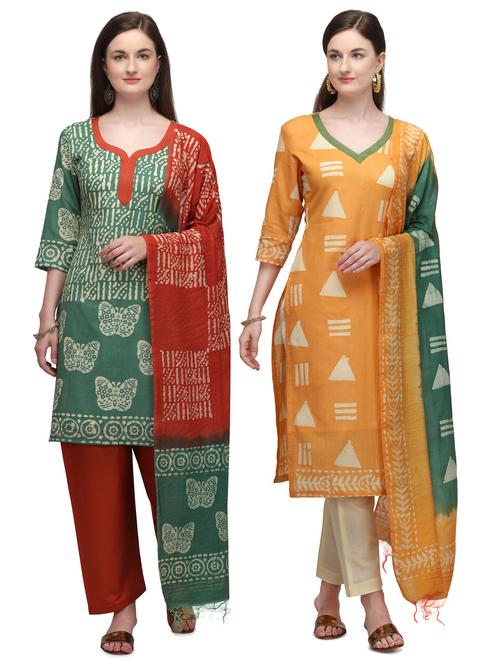 multi colored cotton unstitched suit - 17665442 - Very Small Image - 1
