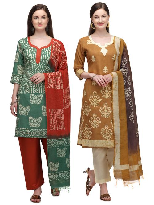 multi colored cotton unstitched suit - 17665443 - Very Small Image - 1