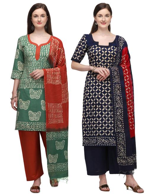 multi colored cotton unstitched suit - 17665445 - Very Small Image - 1