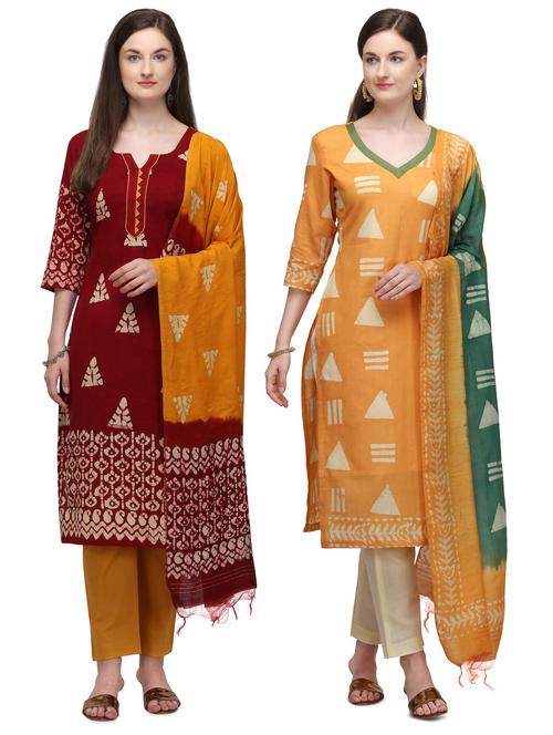 multi colored cotton unstitched suit - 17665457 - Very Small Image - 1