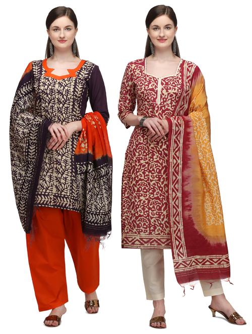 multi colored cotton unstitched suit - 17665526 - Very Small Image - 1