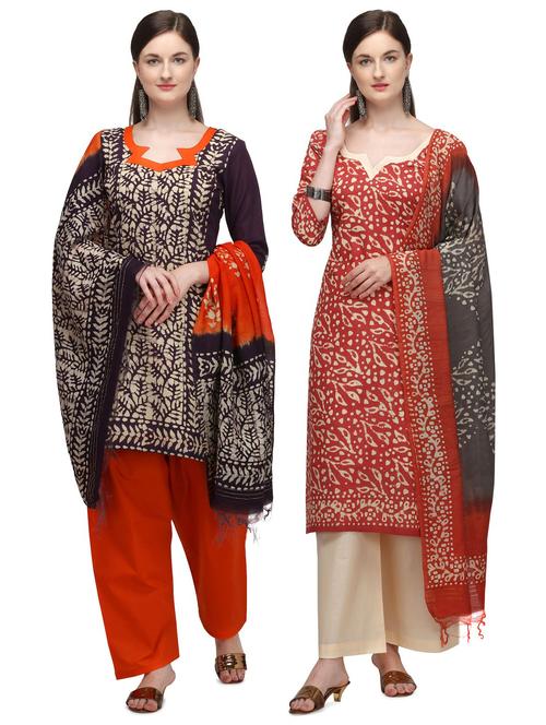multi colored cotton unstitched suit - 17665528 - Very Small Image - 1