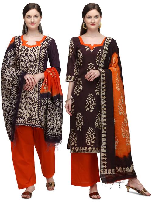 multi colored cotton unstitched suit - 17665533 - Very Small Image - 1