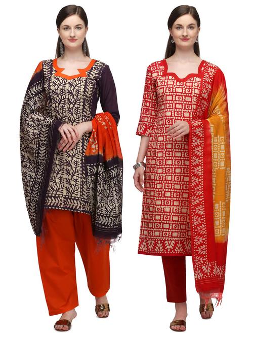 multi colored cotton unstitched suit - 17665535 - Very Small Image - 1
