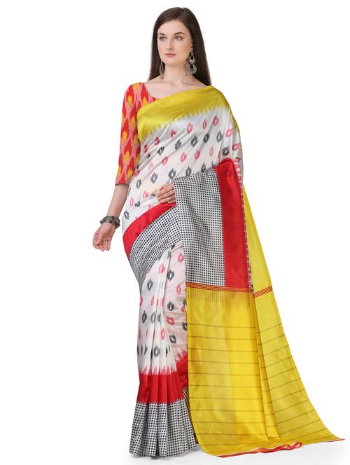 ikat woven saree with blouse - 17665694 - Very Small Image - 1