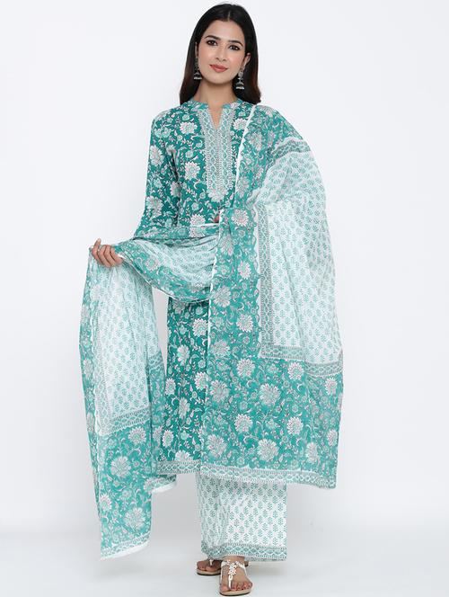printed kurta dupatta set - 17665732 - Very Small Image - 1