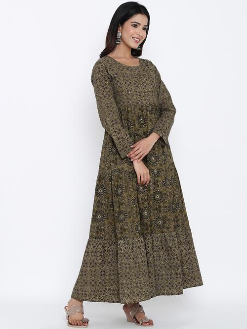 printed tiered flare kurta - 17666111 - Very Small Image - 1