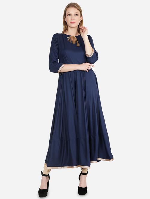 navy blue anarkali kurta - 17666157 - Very Small Image - 1