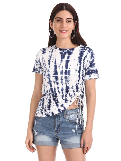 ruched detail tie & dye top - 17666235 - Very Small Image - 1