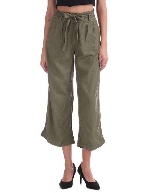 tie front cropped trouser - 17666488 - Very Small Image - 1
