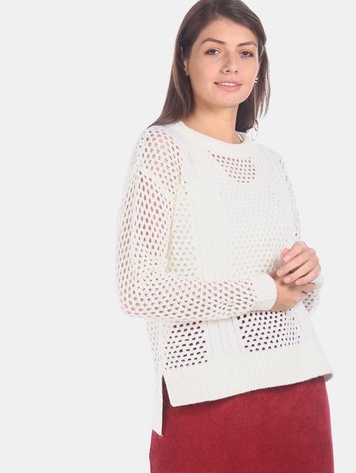 round neck crochet pullover - 17666585 - Very Small Image - 1
