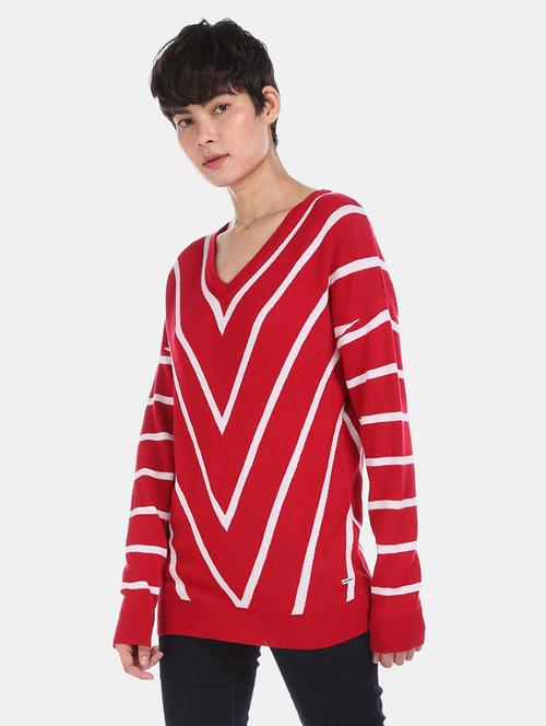 v-neck chevron pullover - 17666603 - Very Small Image - 1