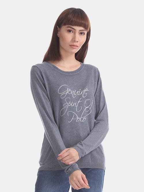 round neck printed pullover - 17666611 - Very Small Image - 1