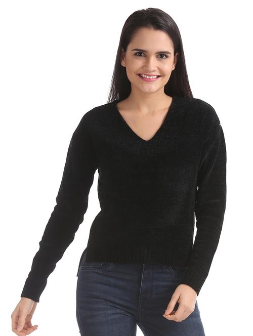 v neck knitted pullover - 17666631 - Very Small Image - 1
