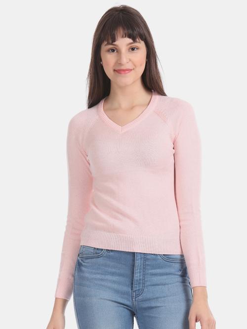 v neck knitted pullover - 17666654 - Very Small Image - 1