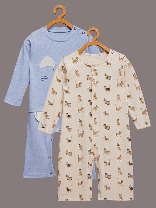 set of 2 round neck printed onesies - 17666992 - Very Small Image - 1