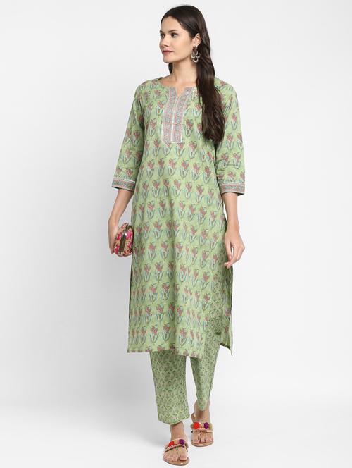 floral print kurta pant set - 17667820 - Very Small Image - 1