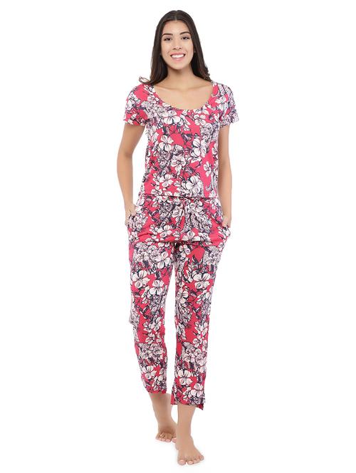 scoop neck printed nightwear pajama set - 17668180 - Very Small Image - 1