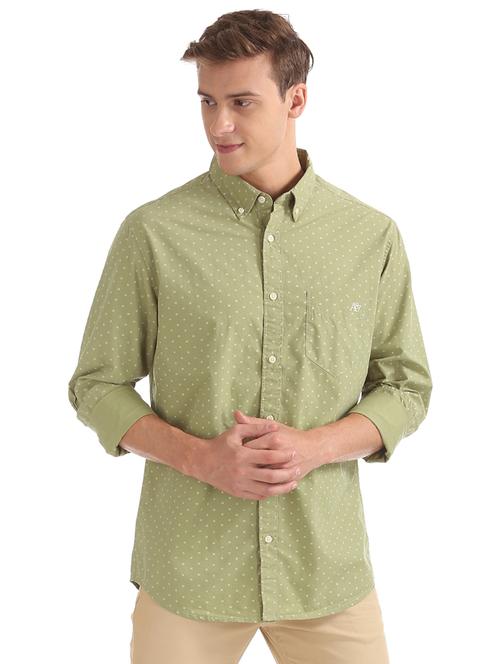 olive green printed casual shirt - 17668488 - Very Small Image - 1