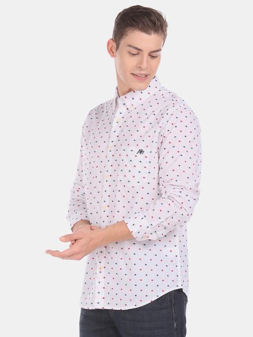 mens micro print casual shirt - 17668503 - Very Small Image - 1