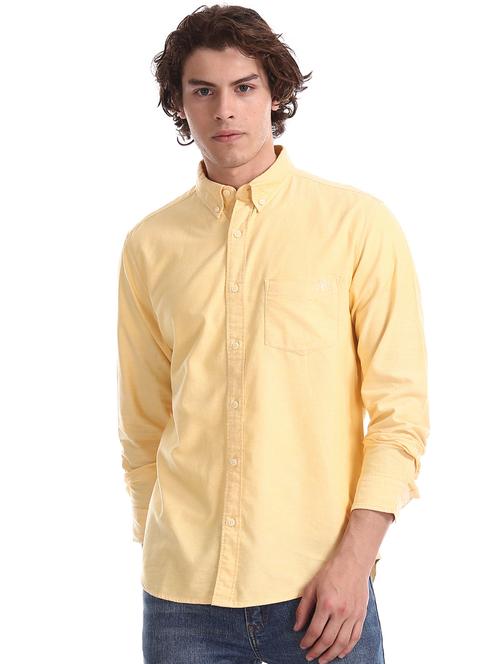 yellow solid casual shirt - 17668510 - Very Small Image - 1