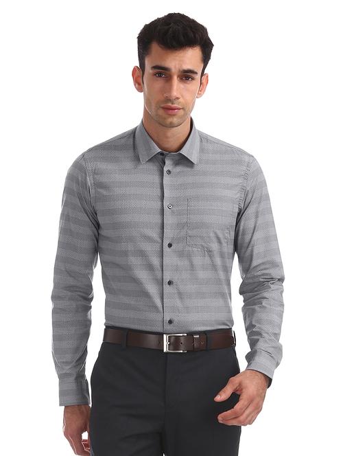 grey striped formal shirt - 17668580 - Very Small Image - 1