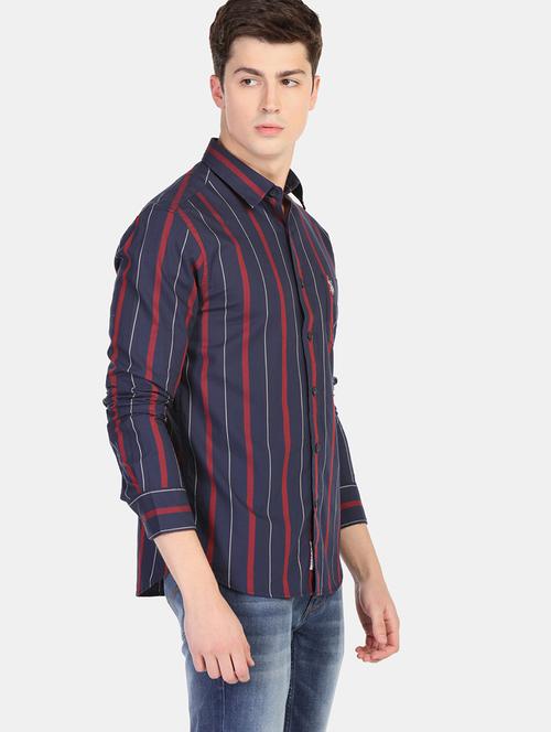 blue striped casual shirt - 17668587 - Very Small Image - 1