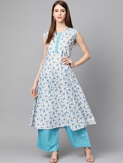 white cotton kurta palazzo set - 17668640 - Very Small Image - 1
