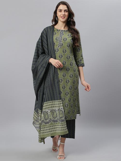 olive kurta palazzo set - 17668696 - Very Small Image - 1