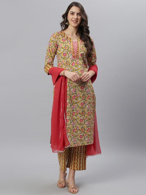 floral kurta palazzo set - 17668704 - Very Small Image - 1