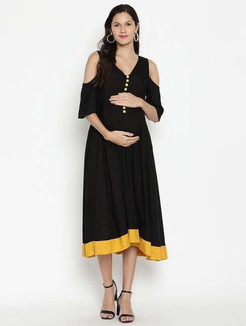 contrast hem maternity wear dress - 17669038 - Very Small Image - 1