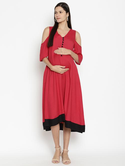 contrast hem maternity wear dress - 17669039 - Very Small Image - 1