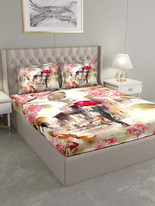 triton double bedshseet set king size cotton red colour - 17669301 - Very Small Image - 1