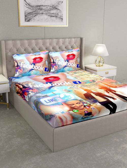 triton double bedshseet set king size cotton multi colour - 17669335 - Very Small Image - 1