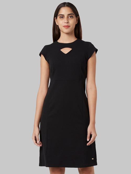 cut out detail solid sheath dress - 17669616 - Very Small Image - 1