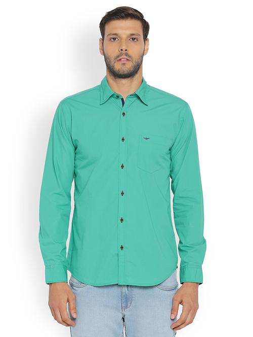 green solid casual shirt - 17669885 - Very Small Image - 1