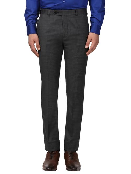 grey textured flat front formal trouser - 17669887 - Very Small Image - 1