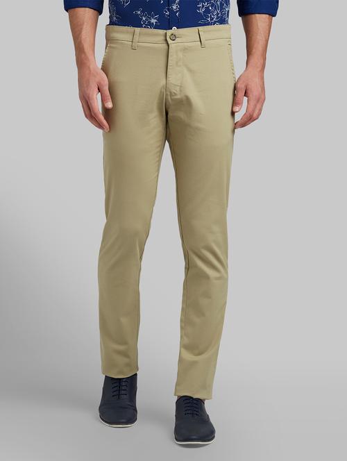 green textured flat front casual trouser - 17669930 - Very Small Image - 1
