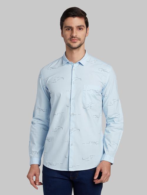 light blue printed casual shirt - 17669982 - Very Small Image - 1
