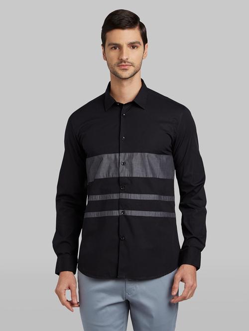 black color block casual shirt - 17669985 - Very Small Image - 1