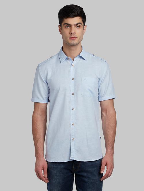 light blue solid casual shirt - 17669986 - Very Small Image - 1