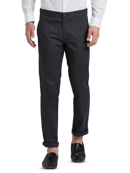 grey checkered flat front casual trouser - 17670034 - Very Small Image - 1