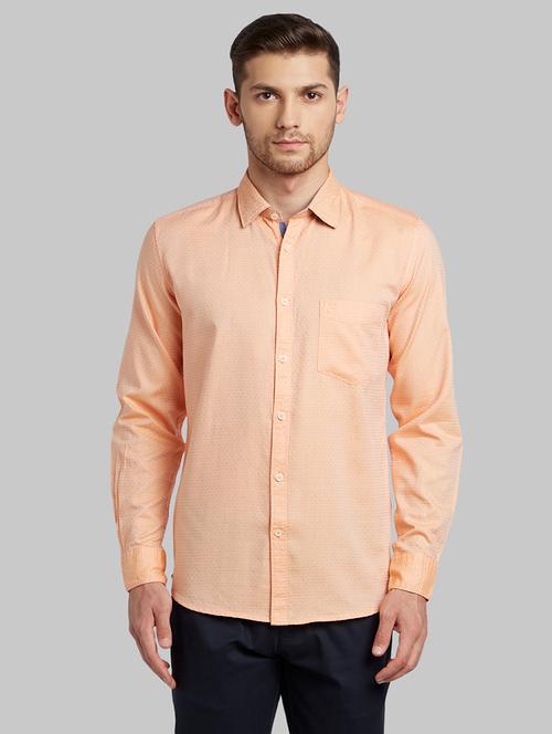 peach self design casual shirt - 17670044 - Very Small Image - 1