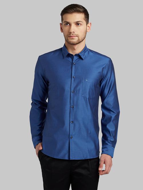 blue solid casual shirt - 17670062 - Very Small Image - 1