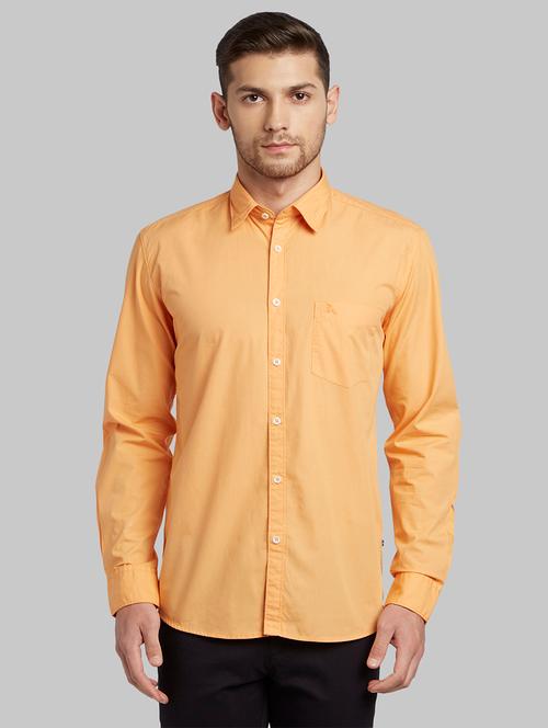 orange solid casual shirt - 17670067 - Very Small Image - 1