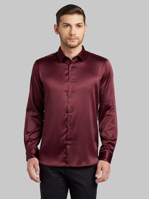 maroon solid casual shirt - 17670095 - Very Small Image - 1