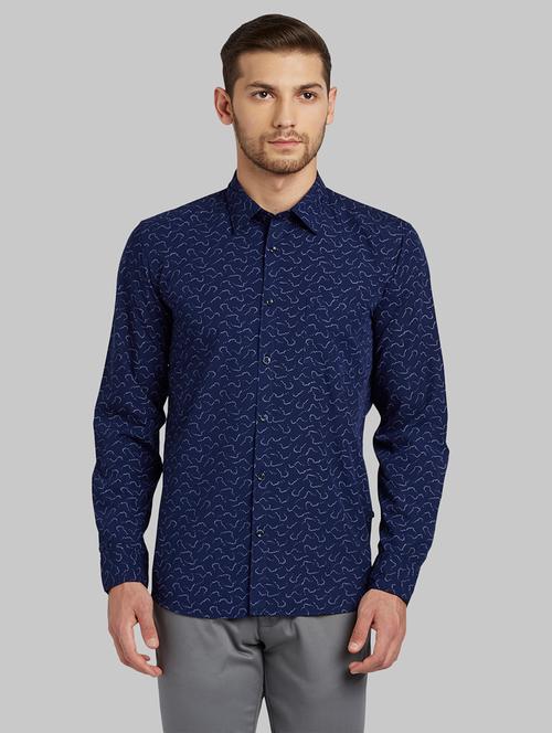navy blue printed casual shirt - 17670104 - Very Small Image - 1