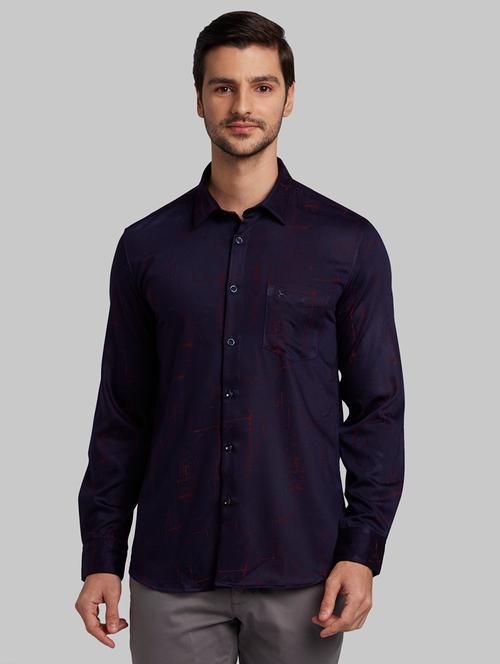 navy blue printed casual shirt - 17670108 - Very Small Image - 1
